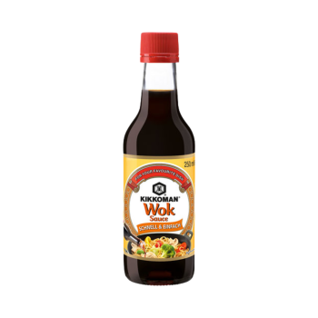 Kikkoman Wok-Sauce, Sojasauce, 250ml Produktbild, Vorderseite der Verpackung